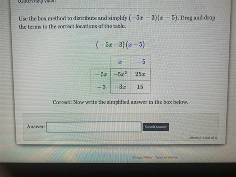 use the box method to distribute and simplify|what is the box method.